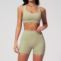 Ensemble de yoga d'été sans manches de haute qualité pour femme, extensible dans les 4 sens, avec short de fitness rehausseur de fessiers et contrôle du ventre, séchage rapide