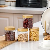 Pot en plastique PET à large ouverture, hermétique, vide, avec couvercle en PP à motif grain de bois par transfert d'eau, pour l'emballage de cosmétiques et d'aliments