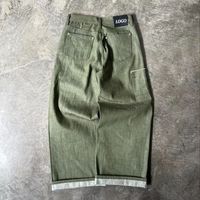 Fabricants de vêtements Jeans en denim japonais lourd à ourlet brut Logo personnalisé Jeans en denim brut Jeans à jambes larges Jeans baggy pour hommes