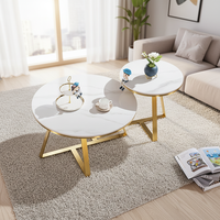 Ensemble de table basse moderne de luxe blanche avec plateau en pierre frittée et pieds en acier inoxydable pour le mobilier de salon