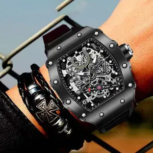 2024 New Wholesale Sports Fashion Silicon Tape Hollow Automatic Machinery Men's Watch