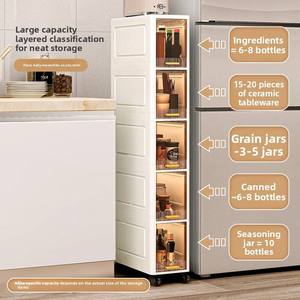 20cm Length Thickened Plastic Narrow-Space Kitchen <strong>Storage</strong> Cart 2/3/4/5 Tier Multi-Layer Flip-Top <strong>Storage</strong> Cabinet Snack Cabinet - Product Image 3
