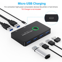 Commutateur USB 3.0 4 ports 2 voies, adaptateur périphérique informatique, commutateur KVM pour partage de PC