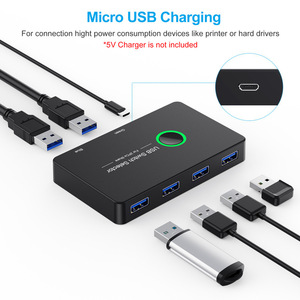 Conmutador USB 3.0 de 4 Puertos y 2 Lados, Adaptador Periférico para Computadora, Conmutador KVM para Compartir PC - Product Image 2