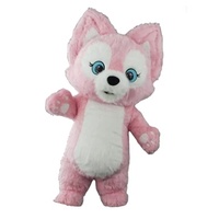 Costume de dessin animé en peluche gonflable rose Lina Bell costumes de mascotte gonflables de renard en peluche rose pour adulte