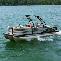 Bateau ponton en aluminium de 5,8 m à 7,6 m, directement de l'usine, avec moteur hors-bord de 300 CV, bimini, tube de 3,0 mm, poutre de 2,4 m, pour 15 personnes, idéal pour les croisières touristiques