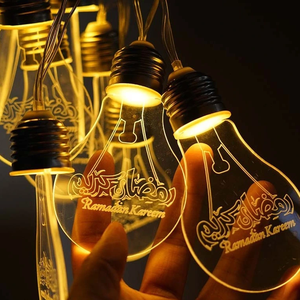 DAMAI LED Ramadan Mubarak Eid String Light Moon Star Castle Kerosene <b>Lantern</b> <b>Lamp</b> Eid Muslim Indoor Outdoor Party Supplies - Product Image 4