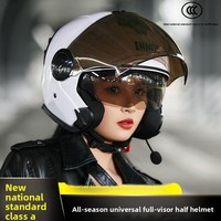 Casque de moto/trottinette électrique RNG ABS, design 3/4 ouvert, certifié 3C, double visière toutes saisons, ajustement universel