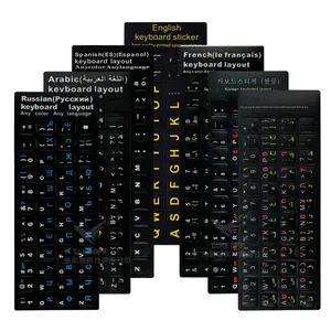 Autocollant de clavier arabe, pièces, anglais, espagnol, portugais, russe, personnalisé, étiquettes givrées pour ordinateur portable