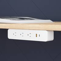 Multiprise de bureau à chargement rapide et moderne au design élégant Prise d'extension élégante à 3 prises sous le bureau avec USB-A et USB-C