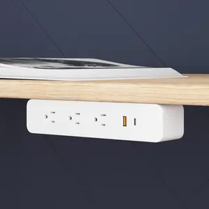 Design élégant prise de courant sous le bureau avec 3 prises et USB-A et USB-C multiprise de courant moderne à charge rapide