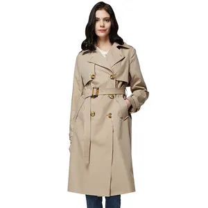 Manufacture Women's Long Jacket 100% Recycled Polyester Trench Coat For Women