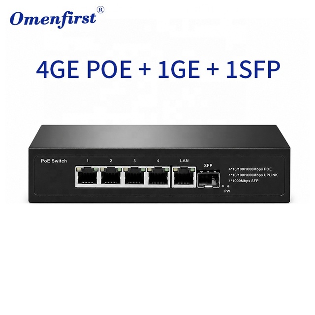 Gigabit PoE Switch 4 Port With 1 Gigabit Uplink and 1 SFP Slot 1000Mbps Ethernet Switch 72W for CCTV Factory Wholesale