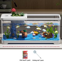 Aquarium d'eau douce pour salon, bureau, petite maison, aquascape écologique de bureau, poissons rouges, tortues, aquarium haute définition