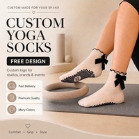 Calcetines de Pilates para mujer con lazo de terciopelo negro, antideslizantes, transpirables, absorbentes del sudor, calcetines de yoga con agarre para ballet, elegantes con ribete de volantes