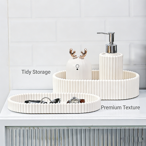 Boîte de rangement empilable haute à rayures verticales, série prix usine, étanche pour salle de bain, design moderne, ensembles de salle de bain - Product Image 6