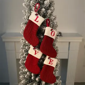 Christmas Socks Knitting Snowflake Letter <strong>Stocking</strong> Christmas Decoration For Home 2025 Xmas Man Woman SockTree Ornament Gift - Product Image 3