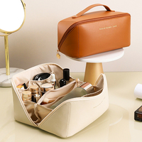 Élégante Trousse de Maquillage Personnalisable et Imperméable, Pochette de Toilette Portable en Cuir PU pour Cosmétiques