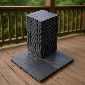 Baldosas de plástico entrelazadas de color gris oscuro de 12x12 pulgadas para pisos de porche, impermeables y antideslizantes para exteriores. - Product Image 2