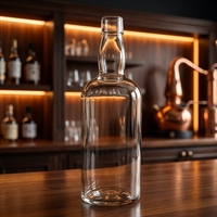 Bouteille de whisky en verre de 700 ml avec bouchon en T, finition extra claire, bouteille à liqueur