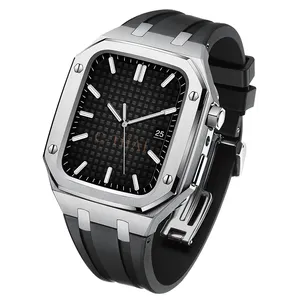 44 45毫米豪华金属手表mod系列6 7硅树脂表带数控加工苹果手表不锈钢表壳