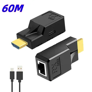 Mini 60M HDMI Extender over Cat6 Network LAN Ethernet cable 1080P HDMI to RJ45 Repeater Extender Lossless Signal Transmitter