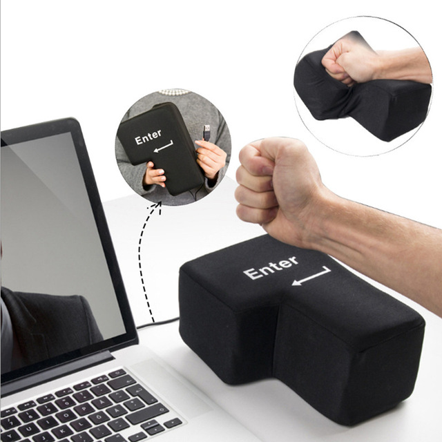 Wholesale Creative Venting Toys Computer USB Large Size Enter to Vent Nap Pillow Black Enter Key Stress Reducing Pillow
