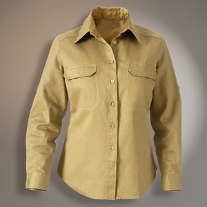 Chemise de travail respirante à manches longues en sergé de coton imprimé sérigraphié, sans couture, pour femme, sur mesure, sergé industriel, OEM - Product Image 2