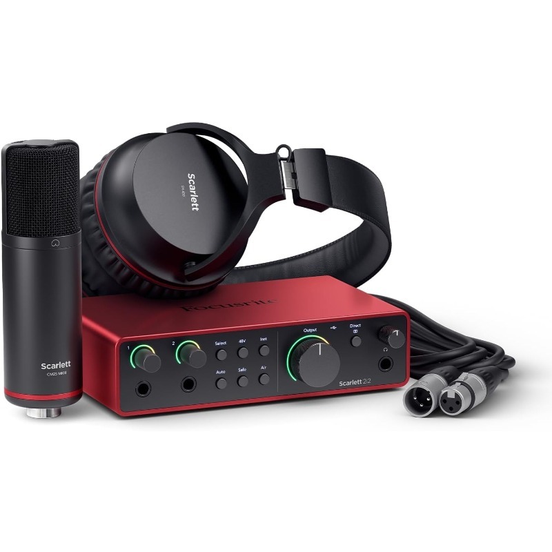 Professional 2i2 Studio 4th Gen USB Audio Interface Bundle for the Songwriter with Condenser Microphone and Headphones