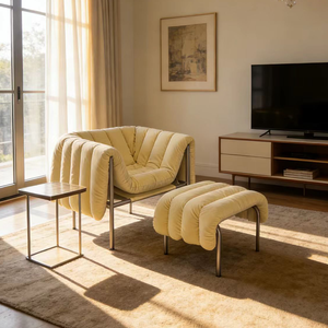 Sillón de Diseño Ergonómico Contemporáneo con Tapicería de Tela para Sala de Estar o Oficina - Product Image 1