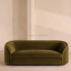 <span class=keywords><strong>Divano</strong></span> in Velluto Curvo Minimalista Italiano, 3 Posti, Verde Oliva Retrò, Direttamente dalla Fabbrica di Divani in Tessuto - Product Image 1
