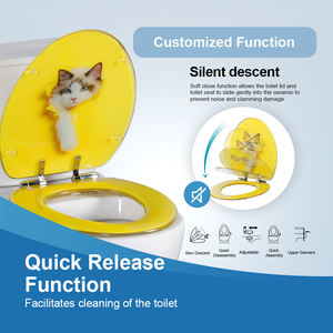 Acryl länglicher <span class=keywords><strong>Cat</strong></span> v-förmiger Toiletten sitz Universal-Toiletten deckel Soft Close Easy Clean für moderne Badezimmer für Haustiere und Familien - Product Image 3