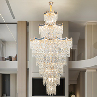 Lustre suspendu de luxe en cristal K9 doré de grande taille pour villa, salle de banquet, couloir, éclairage de hall d'hôtel