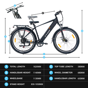 Bicicleta eléctrica de montaña de 27.5 pulgadas con sensor de torque, batería de litio de 36V 20Ah, largo alcance, 250W. - Product Image 5