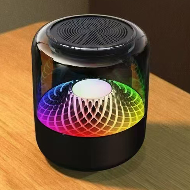 Hot Selling Mini Portable Round Mobile Music Subwoofer TF USB AUX BT Wireless Speaker with Colorful LED Light