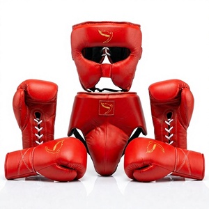 Red Fly Real Leather Professional Boxing Training Sparring Set Custom Name Logo Lace <b>Gloves</b> Hand <b>Grips</b> Breathable Daily - Product Image 1