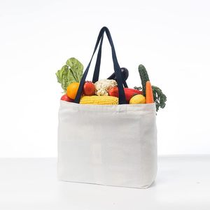 <span class=keywords><strong>12</strong></span> <span class=keywords><strong>oz</strong></span> hàng tạp hóa bãi biển mua sắm đa mục đích có thể giặt tote lớn màu trắng vải Sling túi với tay cầm màu đen - Product Image 5