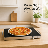 Plaque chauffante électrique 400W en verre trempé et acier inoxydable, chauffe-plats de fête, plateau chauffant pour buffet, chauffe-pizza de comptoir