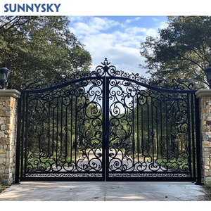 Sunnysky Tùy Chỉnh Vườn Hiện Đại Chất Lượng Cao Nhà Mới Nhất Bên Ngoài Kim Loại Thiết Kế Cổng Manor An Ninh Chính Rèn Sắt Vàng Cổng - Product Image 2