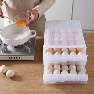 Stackable Plastic Egg Tray Transparent Double Layer Drawer Egg Storage Box Refrigerator Storage Box