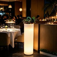 Pot de fleurs cylindrique vertical lumineux IP65 avec seau éclairé par LED pour hôtels, restaurants, fêtes, jardins