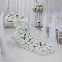 Guirlande de roses blanches artificielles élégantes pour allée de mariage, décoration de fond pour hôtel