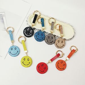 Luxury Girly Gift Fashion Diamond Smile Face Keychain Crystal Rhinestone Key Chain Women Bag Pendant Keyring Expression Keychain