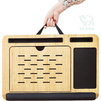 Bureau d'ordinateur portable à angle réglable en bambou avec coussin et coussin de poignet souple pour le bureau