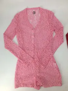 Onesie Wanita dan Bodysuit Sutra Renda Piyama Celana Pendek Wanita Seksi Valentines Pakaian Tidur XS Pink Onesie untuk Wanita dengan Pengiriman Murah