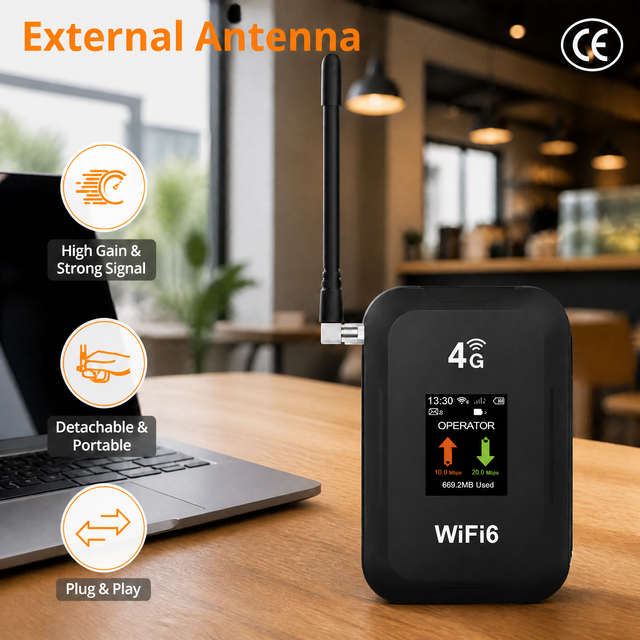 JIMI 5000mAh Battery RJ11 Voice Outdoor WiFi 6 Pocket Portable 4G SIM Card Hotspot LTE 300Mbps Firewall Router