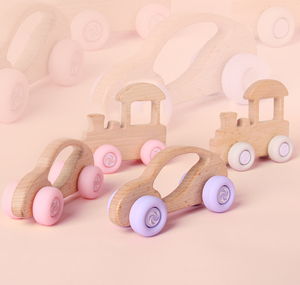 Coche de Madera de Haya Pequeño con Vehículos de Silicona, Coche Educativo de Haya <span class=keywords><strong>para</strong></span> Bebés Mayores de 3 Meses, Juguete, Regalo <span class=keywords><strong>para</strong></span> Recién <span class=keywords><strong>Nacidos</strong></span> - Product Image 6