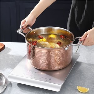 Huihong 304 Stainless Steel Hammered Soup <b>Pot</b> 24cm <b>Induction</b> Compatible Large Capacity - Product Image 1