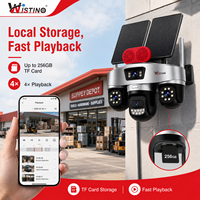 Caméra Wistino 16W à double panneau solaire 12000mAh avec carte SIM 4G, cinq objectifs, quatre écrans, 3 PTZ, zoom 10X, caméra AOV