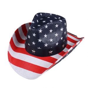 Sombrero Vaquero con Estampado de Bandera Americana, Estilo Vintage de Dallas, para Hombre, Estilo Occidental, para Viajes, Pesca, Fiestas, Desfiles, Rodeos, Patriótico, Unisex - Product Image 4